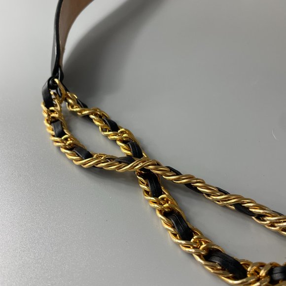 Vintage Ginnie Johansen Black Belt with Double Gold-tone Chains main image 4